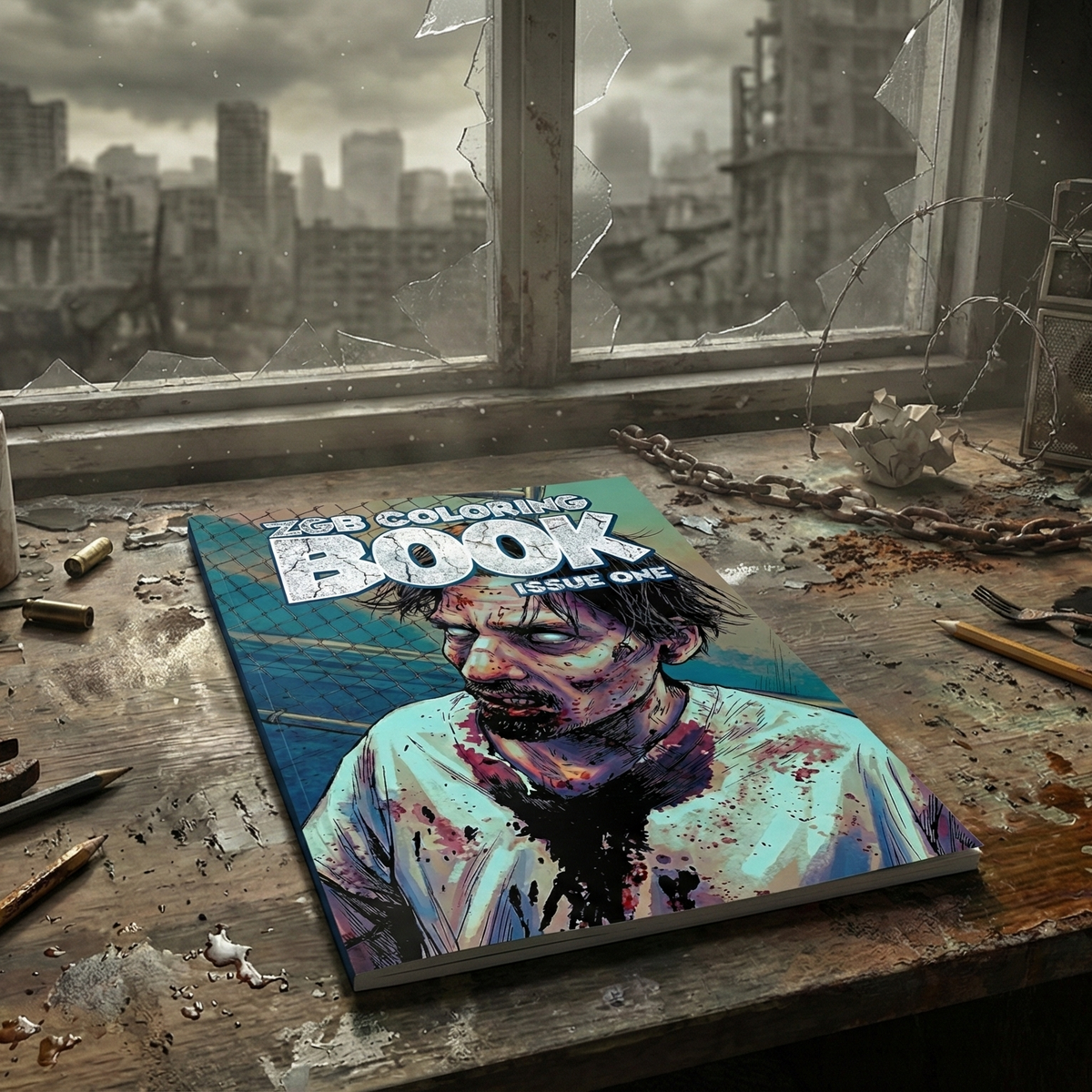 Coloring book zombie illustration page